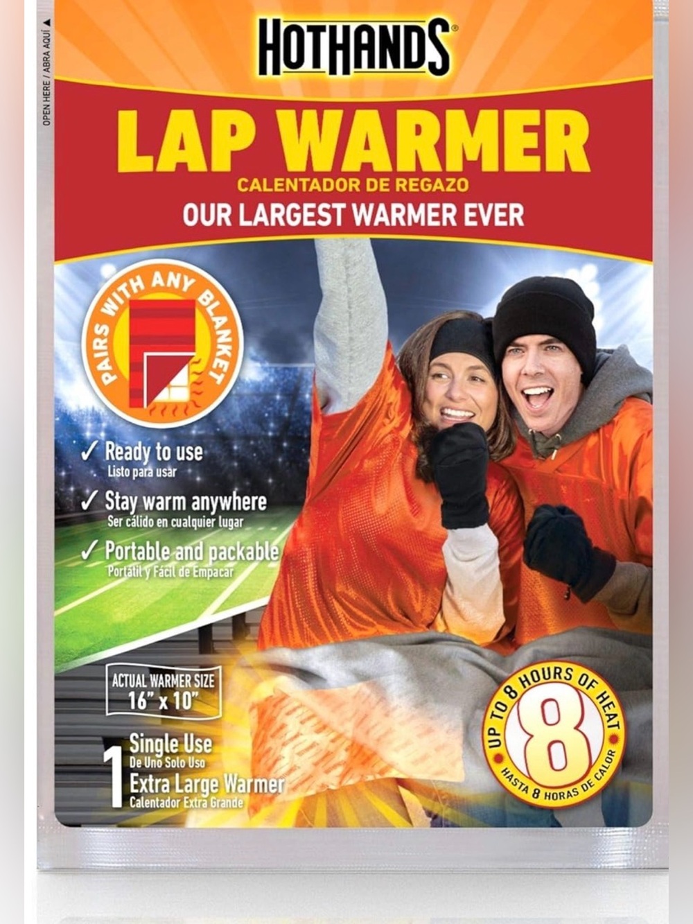 HotHands Lap Warmer, Largest Warmer 16" X 10" Up 8 Hours  Long Lasting Heat pk 6